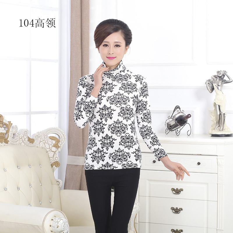 Áo sơ mi nữ dài tay cổ áo sơ mi cổ cao chạm đáy áo Mẹ trung niên chất liệu cotton mùa thu váy trung niên đẹp