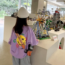 Fifis wardrobe girls necropolis 2021 autumn clothing new CUHK child trendy Korean version children purple round collar blouses