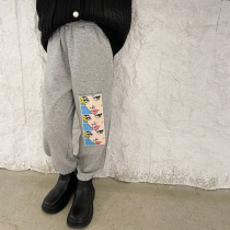 Fifis wardrobe girl casual pants 2021 spring autumn new children foreign air pure cotton bunches pants Korean version long pants