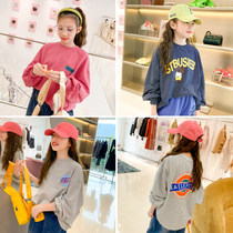 Feifei wardrobe girl long sleeve T-shirt 2021 spring new medium big child Korean version of foreign style loose stripe top