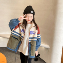 Girl Net Infrared Jacket Foreign Air 2021 Spring Autumn New CUHK Child Loose Korean version Trendy Clip-Shirt Child Blouse