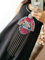 Ethnic style old embroidery piece personality necklace original all hand embroidered old embroidery jewelry collection old objects