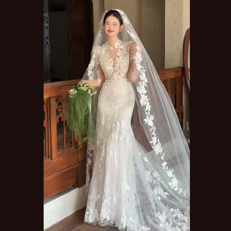 White Mermaid Lace Travel Wedding Dress 2026 New Model Bride's High-End Quality Engagement and Reception Main Gown White Mermaid Lace Travel Wedding Dress 2026 New Model Bride's High-End Quality Engagement and Reception Main Gown