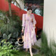 Good-looking clothes for taking pictures Spring and autumn high-quality ink printing V-neck tea break skirt Slim waist chiffon dress