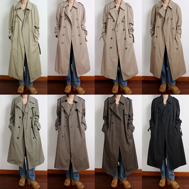 American Vintage Double-Breasted Trench Coat London Fog Twill Cotton Trench Coat L49