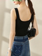 Casual and Elegant U-Neck Slimming Knitted Camisole for Women 2025 Autum New Pure Color Straight Top