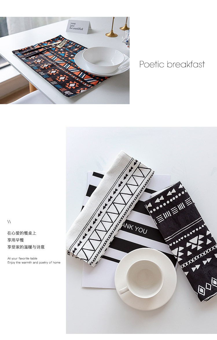 gió quốc gia Bohemian đơn giản vải không thấm nước placemat miếng đệm cách nhiệt nóng hình chữ nhật chiếu bảng BOOSEY Placemats - Khăn trải bàn khăn trải bàn trà