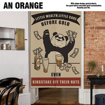 Cartoon panda American curtain cloth curtain cotton linen half curtain bedroom partition curtain toilet kitchen decoration curtain thick