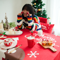 Cute cartoon New Year gift Nordic Christmas tablecloth waterproof fabric rectangular table cloth table cloth table cloth
