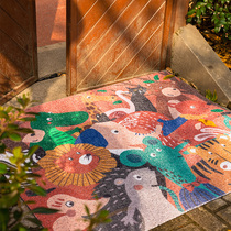 Japanese cartoon floor mat household scraping mud dust can be cut into the door mat non-slip mat entrance hall silk ring carpet