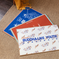 Buddhist youth Dunhuang national tide entrance mat suede dustproof bedroom bathroom door mat absorbent foot mat non-slip