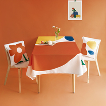 Solid color block simple net red ins tablecloth Waterproof and anti-scalding fabric Dining table cloth Rectangular dining table cloth Tea table tablecloth