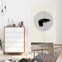 Abstract Kitty Creative Cloth Art Door Curtain Custom Cotton Linen Semi-Cord Fabric Curtain Bedroom Kitchen Blinds Toilet Partition Curtain