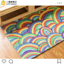An orange rainbow silk ring ground cushion into the door pvc mat for home entrance door non-slip Xuanguan can be cut