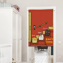 Japanese cat cartoon fabric door curtain home cloth curtain cotton linen half curtain bedroom partition curtain toilet kitchen curtain