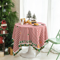 An orange Christmas plaid lovely minimalist modern tablecloths desk ins student cloth Flannel Cloth Fields waterproof and greaveable