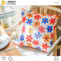 One orange Nordic broken flower with pillow cushions for girls sleeping couch soft pillowcase suede Living room office Home