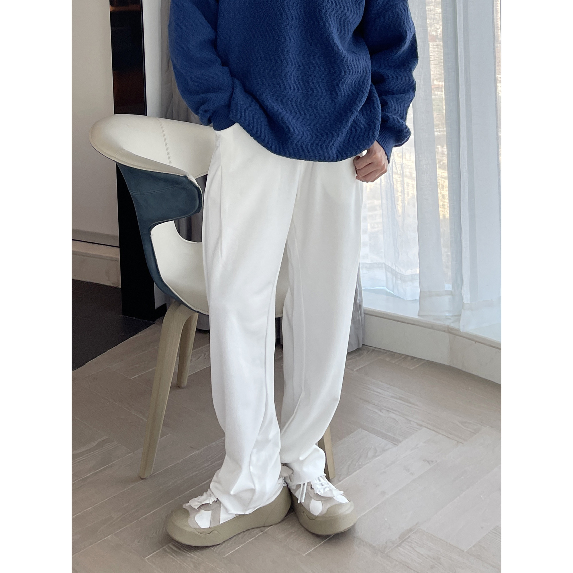 CCJE homemade version worth starting to tear edge loose straight cylinder casual thick cotton pants