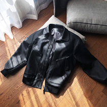 CCJE mens pilot PU motorcycle leather jacket Port wind Korean version of the trend black top jacket mens winter tide