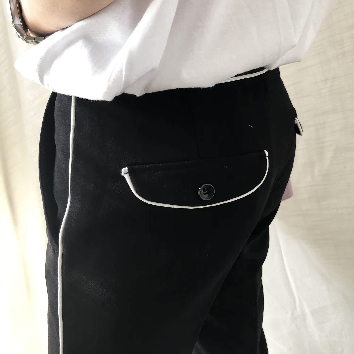 CCJE chic port gió retro hit chín quần nam quần Hàn Quốc miễn phí hot ins với cùng một đoạn quần trắng giản dị quần áo nam hàng hiệu