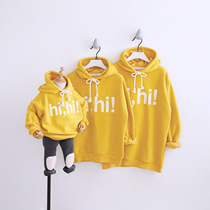 A family of three plus velvet clothes Korean version of large size kindergarten Garden clothes autumn and winter clothes class clothes hoodie home clothes