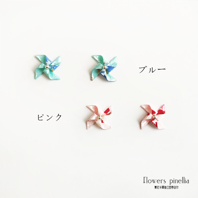 Original design Japanese windmill sterling silver ear stud ear clip graduation gift without ear hole girlfriend girlfriend light earrings