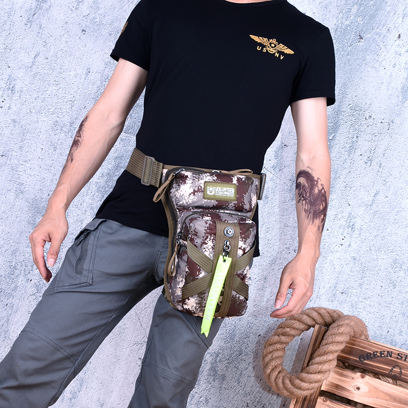 Outdoor Riding Motorcycle Leg Bag Motorcycle Sports Waist Bag Camouflage Mountaineering Waist Leg Bag Waterproof Nylon Canvas Bag Men