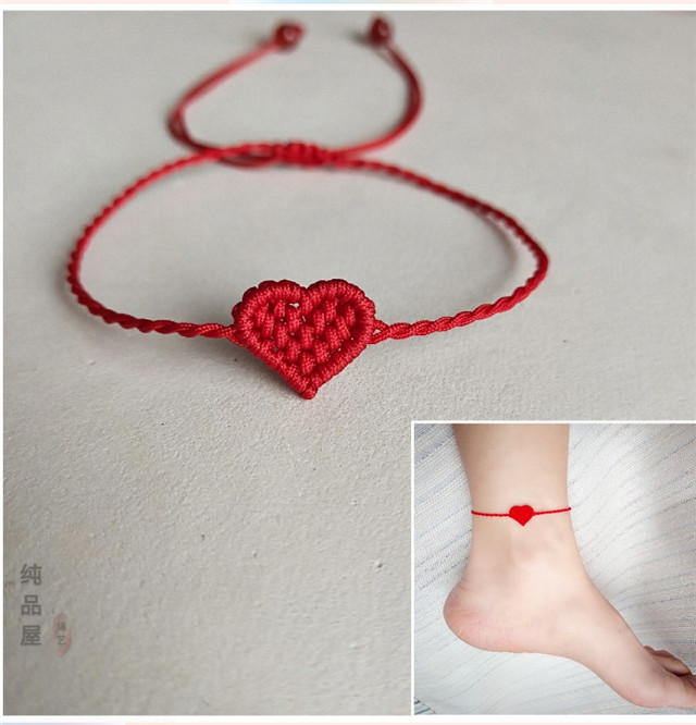 Dệt kim tay đỏ yêu vòng tay vòng cổ chuỗi vòng cổ vòng tay Giúp may mắn cặp đôi dây đỏ tay gửi tặng bạn gái món quà cha mẹ-con - Vòng chân vòng chân titin ko gỉ