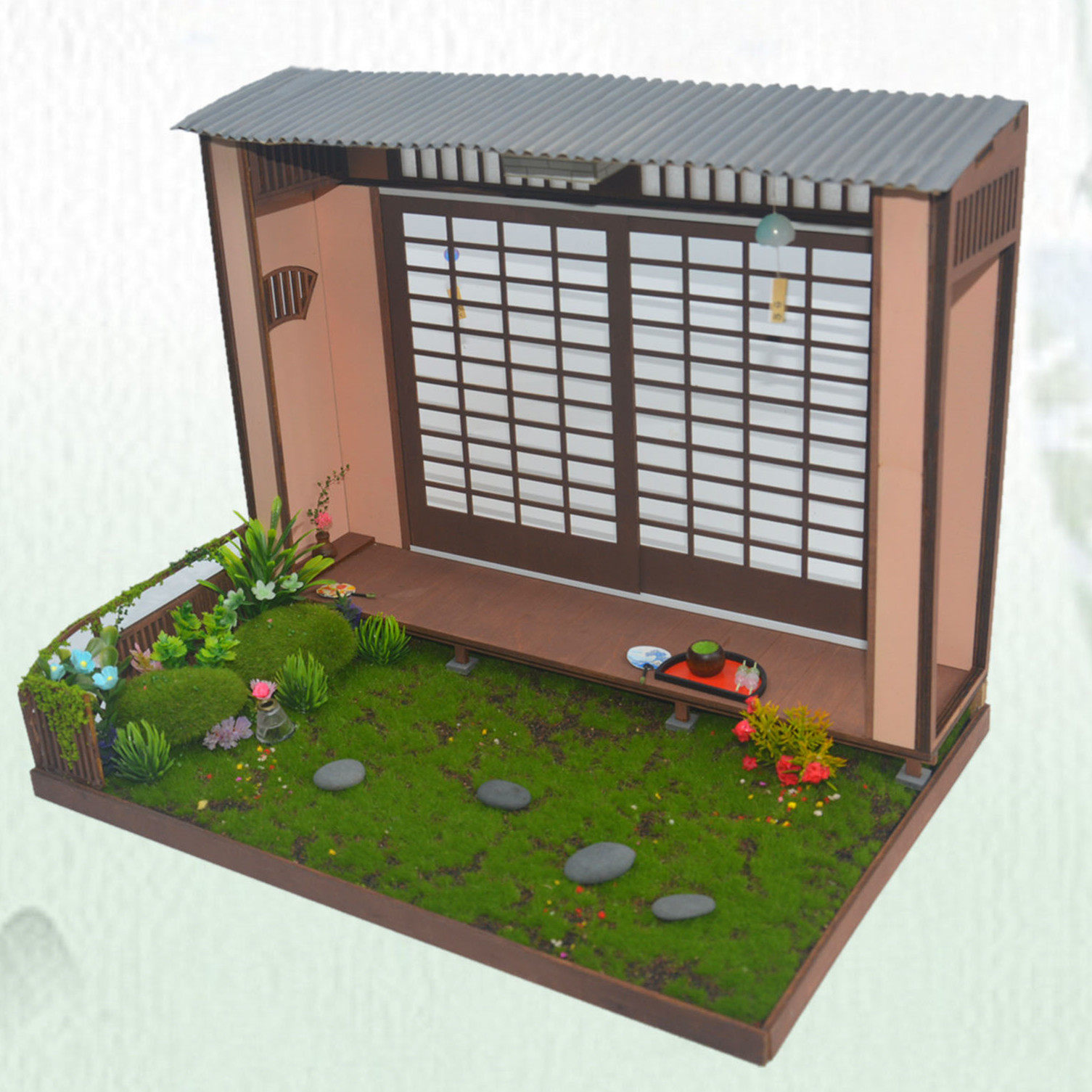 Zhifeng tea court OB11 baby house Japanese style anime Homer handmade courtyard scene model tide play blind box cottage