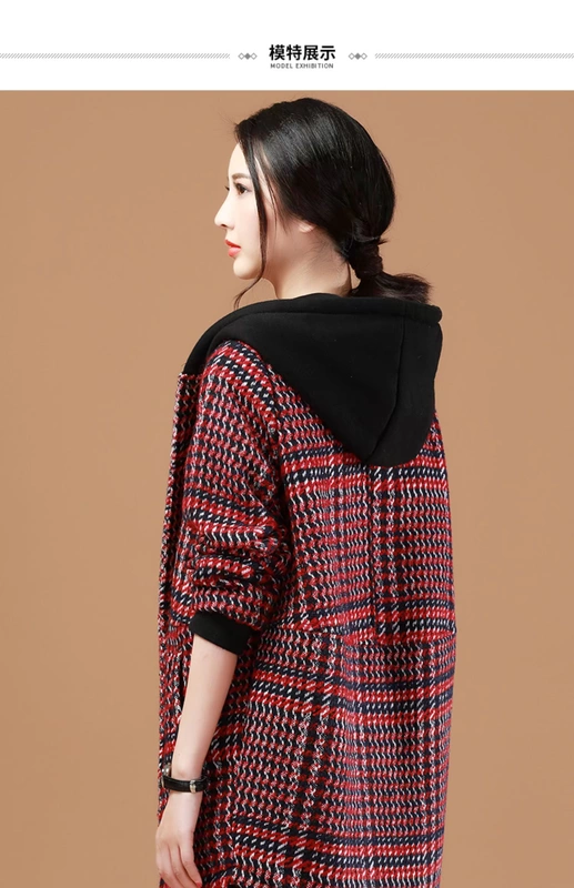 Han Chaoren áo len kẻ sọc trùm đầu nữ 2019 mùa đông mới giữa áo len dài tay Hàn Quốc - Áo len lót đôi