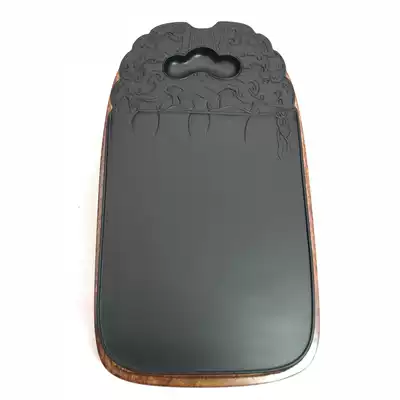 Pure hand-carved piano rhyme long Old Pit black dragon tail She inkstone Instone inscription inscription Hui ink rice paper Lake pen