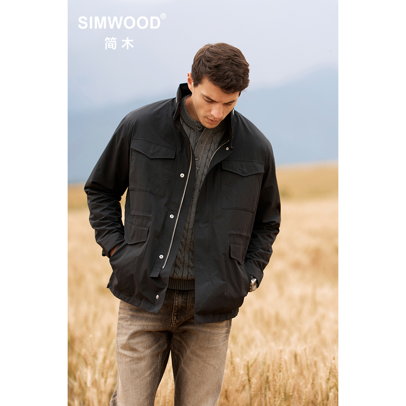 Simwood/Jianmu [Loose] Traveler Stand Collar Hooded Windbreaker Jacket S13260042