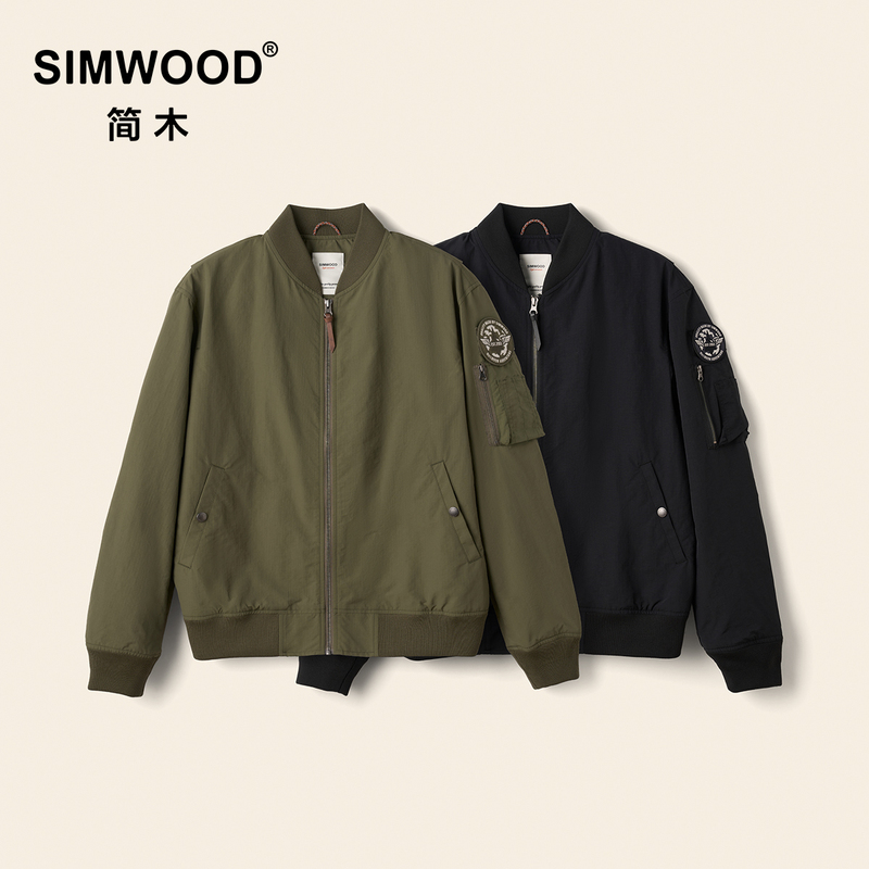Simwood/Jianmu【Loose】Ma-1 Flight Jacket Baseball Collar Nylon Spring Jacket S13250895 Simwood/Jianmu【Loose】Ma-1 Flight Jacket Baseball Collar Nylon Spring Jacket S13250895