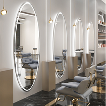 Hair salon mirror table barber shop mirror hair salon dedicated net red with light led hanging wall-mounted new hair cutting mirror