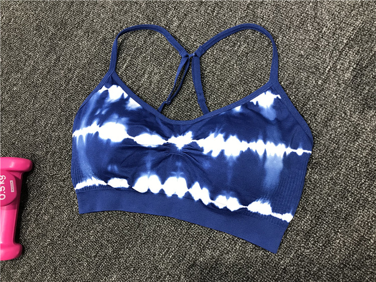 Clearance original single women breathable stretch gathered floral yoga fitness bra no rim sports bra 9581