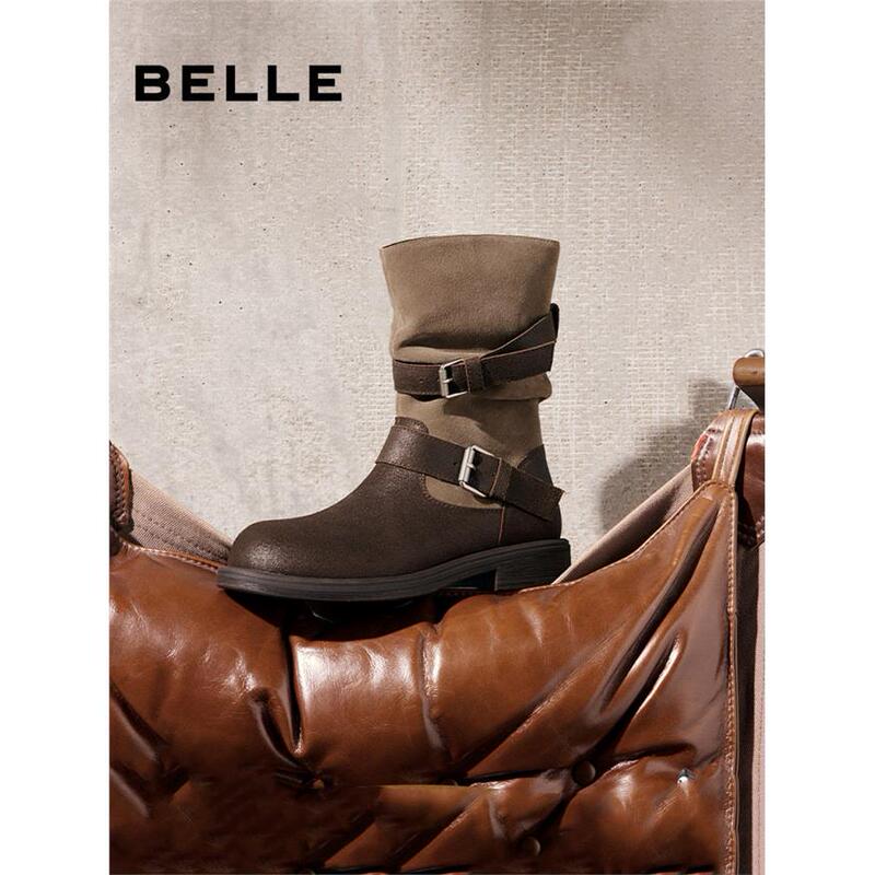 Belle Western Boots Women's Leather Stacked Boots 2026 Winter New Mall Collection Prairie Brown Mid-Calf Boots G4Y2D Belle Western Boots Women's Leather Stacked Boots 2026 Winter New Mall Collection Prairie Brown Mid-Calf Boots G4Y2D