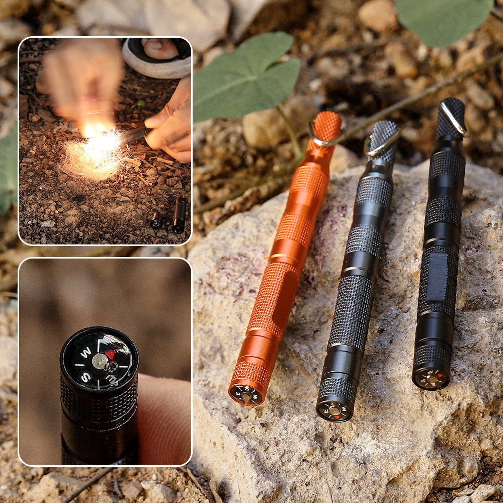 The brigade 7 - 8 outdoor waterproof magnesium strip lightning stone camping survival tool multi - functional compass solid lighting rod