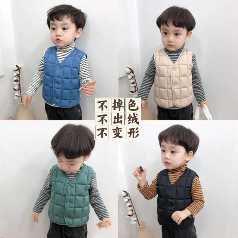 Boys' Autumn and Winter Cotton Vest, Baby 2026 New Style, Children's Thickened down Cotton Vest, Stylish Vest for Young Children