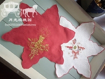 Moonlight rose garden - - - Foreign trade single satin red and white two-color gold silk embroidered decorative flowers