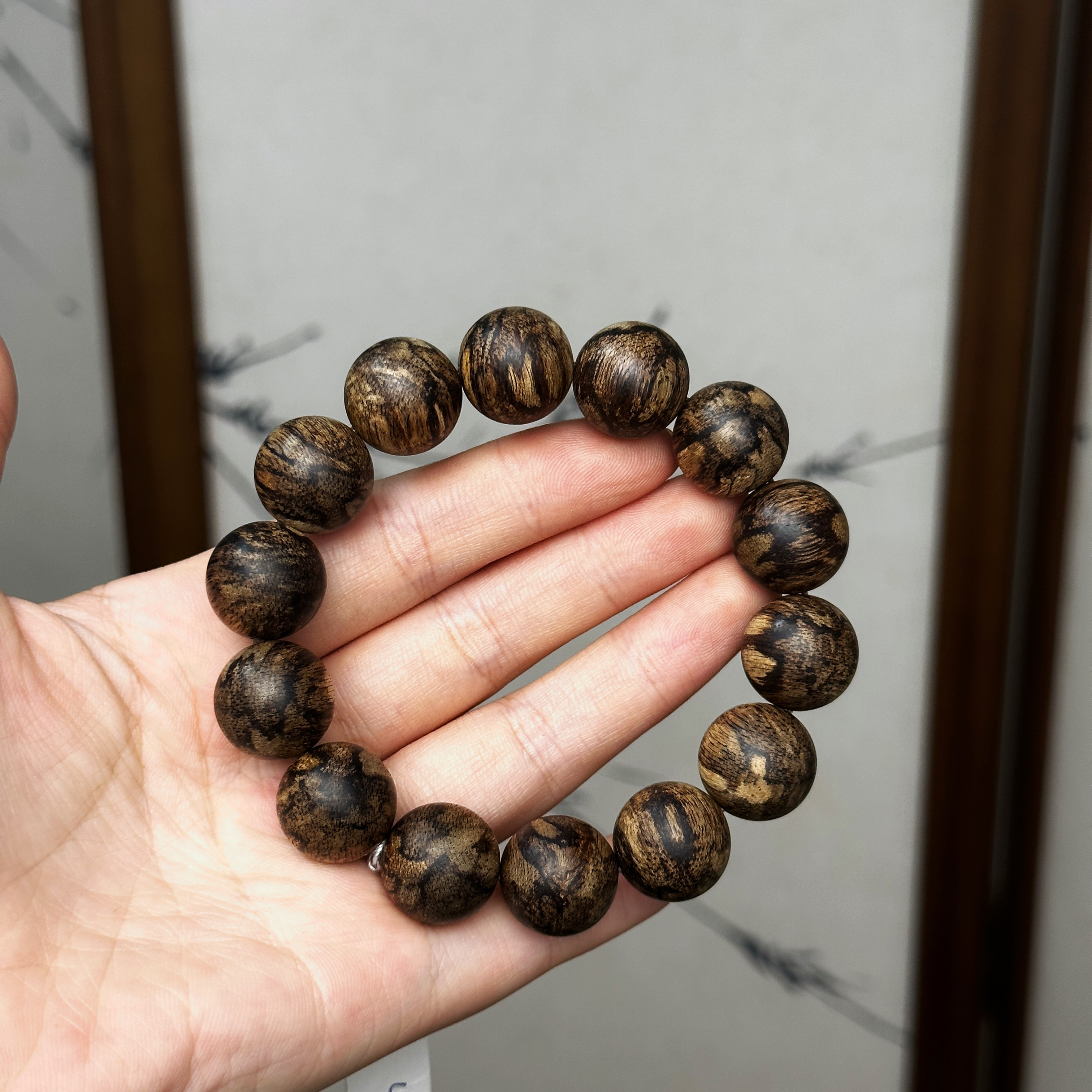 超稀缺16mm柬埔寨菩萨棋花珠全品满花大颗粒野生沉香单圈手串佛珠评价