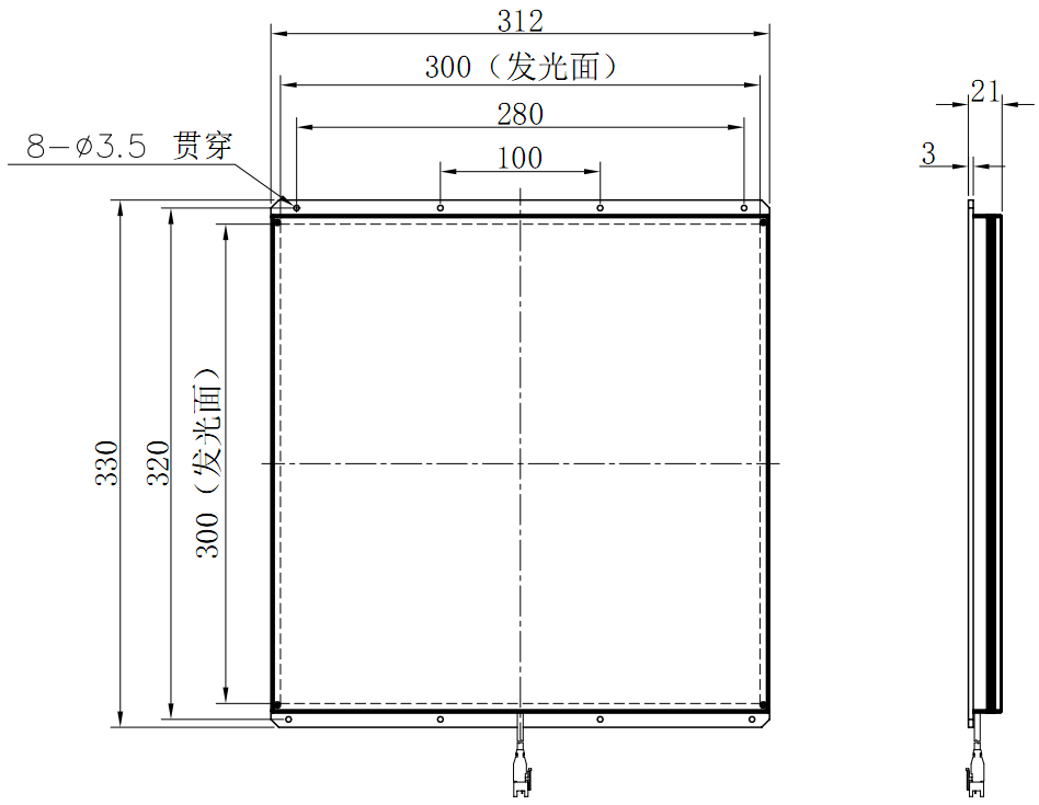Machine vision Area array light source Area light source Backlight Industrial LED lighting detection light source HFL300-300