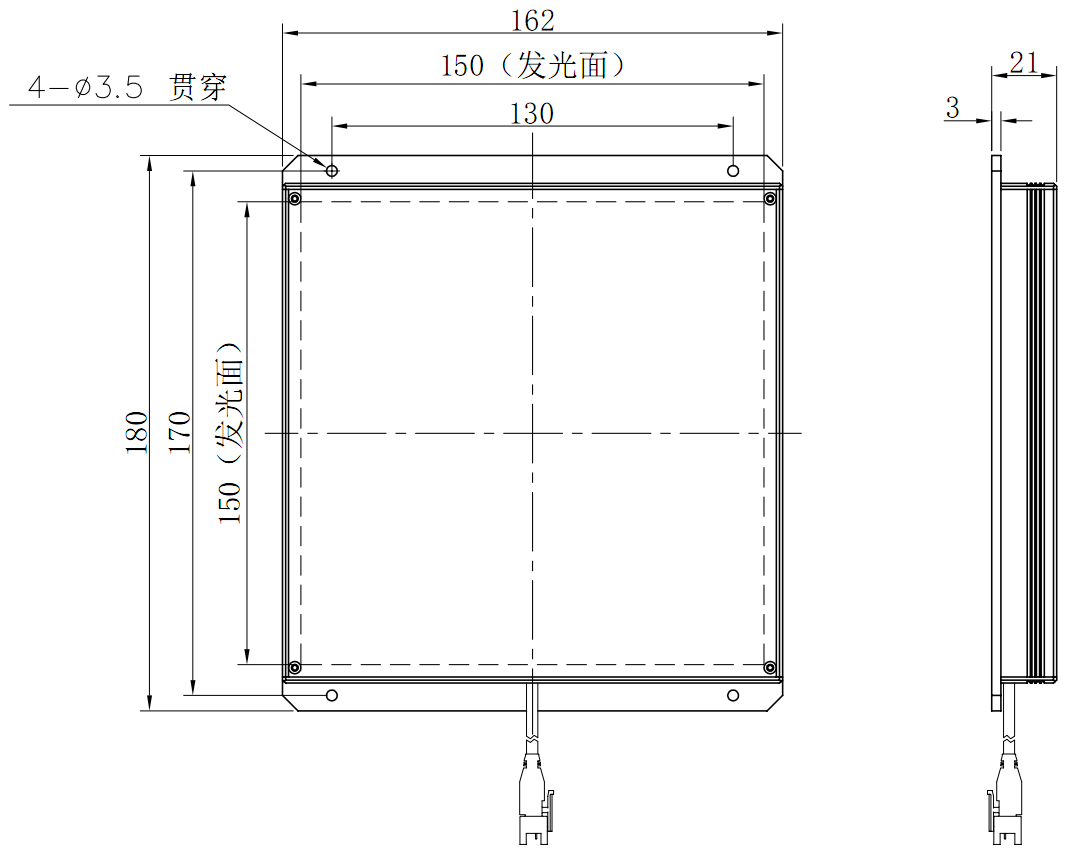 Machine Vision LED Face Light Source Backlight Source CCD Industrial Lighting Detection Bottom Backlight HFL150-150