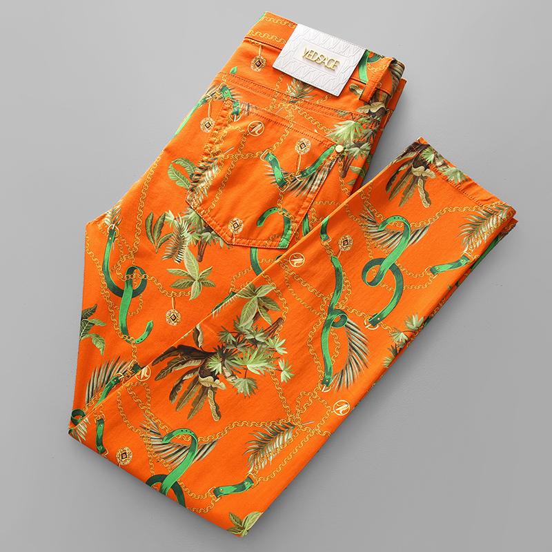Light Luxury Trendy Brand Fashion Printed Pants for Men, Summer 2026 New High Street Stylish Thin Casual Slim-Fit Tapered Pants for Men