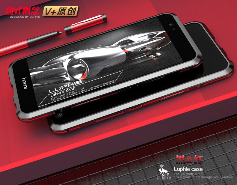 Luphie Bicolor Blade Sword Slim Light Aluminum Bumper Metal Shell Case for Huawei Honor 8