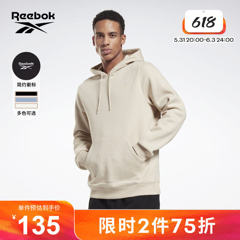 Reebok sharp run official man GR9194 indoor sports fitness training thickened with cap long sleeve thick cotton T