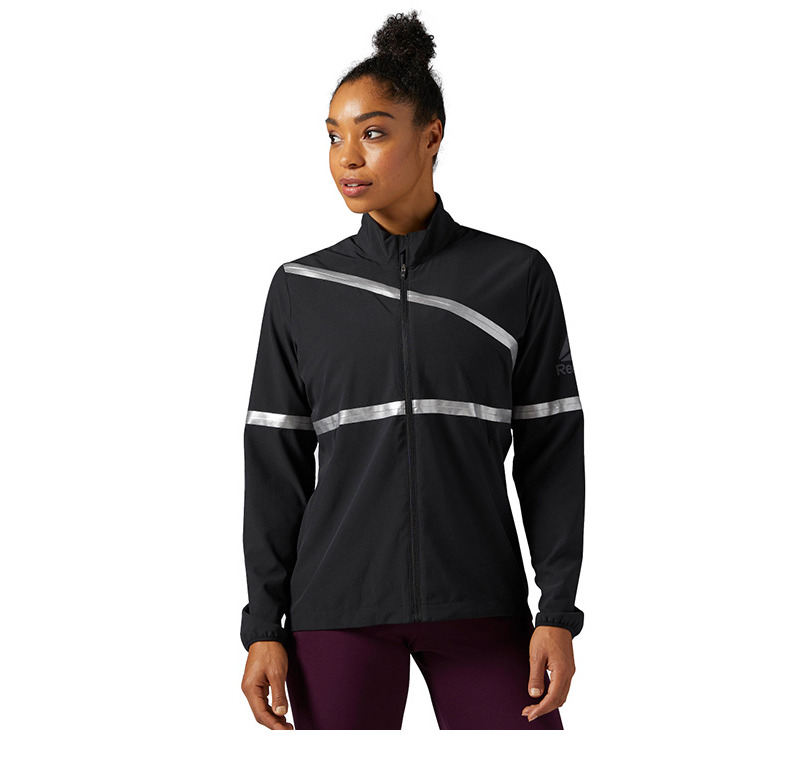 Reebok Reebok Night Run Áo khoác nữ phản quang Chạy Zipper Jacket Áo khoác thể thao DLH83 áo khoác tập gym nữ