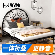 Hongwei Wrought iron double bed 1 5 European princess bed 1 2 meters childrens bed Simple modern American bed Silent folding