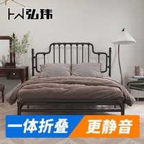 Hongwei Wrought iron bed 1 5 meters free installation simple modern ins net red bed foldable iron bed 1 8 meters double bed