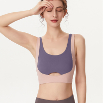 Contrast sports underwear women shockproof gathering yoga vest running fitness bra summer Net infrared wear beauty back bra