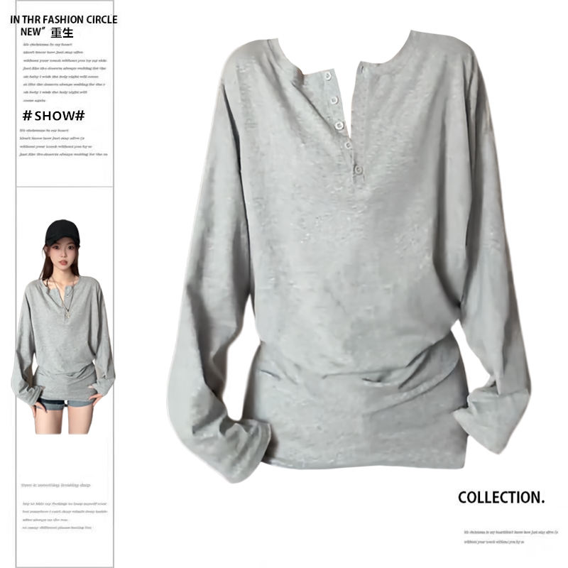 Rebirth Style for Slightly Chubby Women: Casual Basic Batwing Sleeve T-Shirt for Women, New Spring/Summer Thin and Versatile Top
